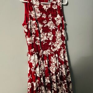 Danny & Nicole Red and White Sleeveless Sundress